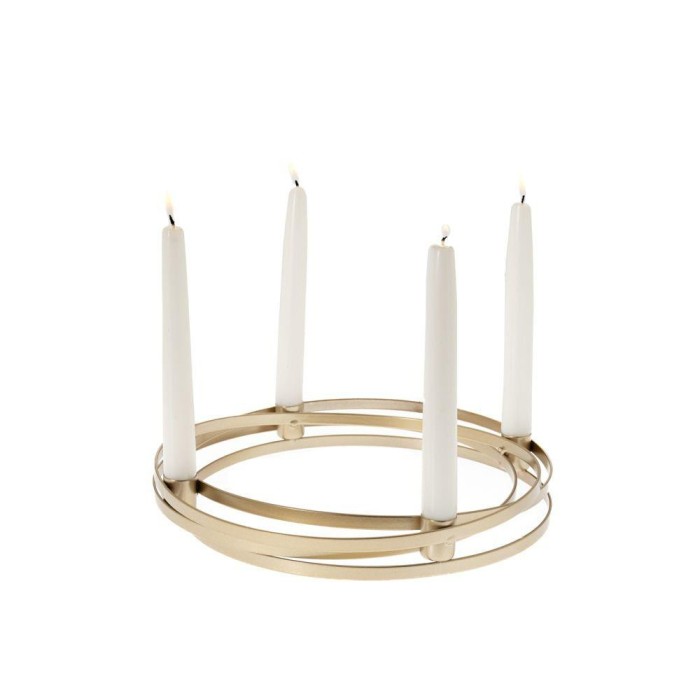 PORTACANDELE IN METALLO ORO D31x4CM